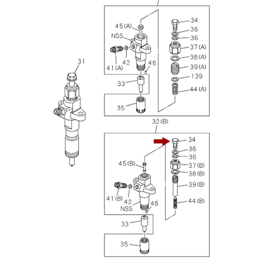 Болт-штуцер топливной форсунки (трубки обратки) ISUZU NLR85/NMR85, 1096750371/1153390090 На схеме показан Болт-штуцер топливной форсунки ИСУЗУ NLR85/NMR85, 1096750371/1153390090