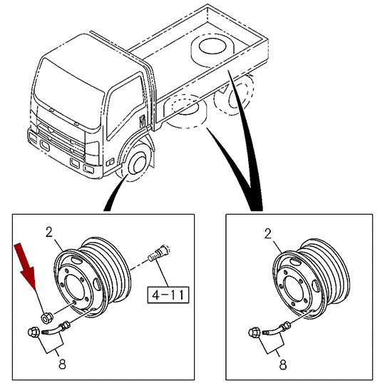 Гайка колеса ISUZU NQR75/71 - передняя левая, 8973598080 Гайка колеса ISUZU NQR75/71 - передняя левая, 8973598080