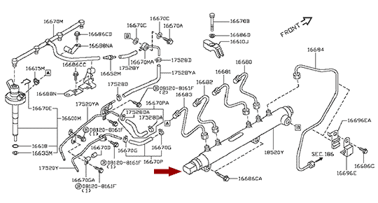Датчик давления в топливной рампе NISSAN CABSTAR F24 дв. ZD30DDTI, BOSCH