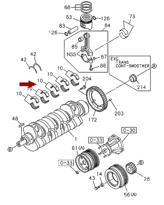 Вкладыши коренные ISUZU (ИСУЗУ) NLR85/NMR85 дв. 4JJ1T, 0.75, AUTOWELT, 8973879640 На схеме показаны вкладыши коренные ISUZU (ИСУЗУ) NLR85/NMR85 дв. 4JJ1T, 0.75, AUTOWELT, 8973879640