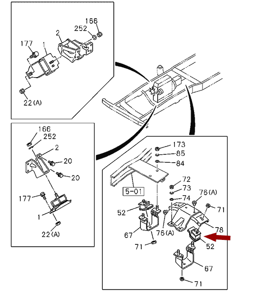 Подушка КПП ISUZU (ИСУЗУ) NKR55 дв. 4JB1T, 8941119031 Подушка КПП ISUZU (ИСУЗУ) NKR55 дв. 4JB1T, 8941119031