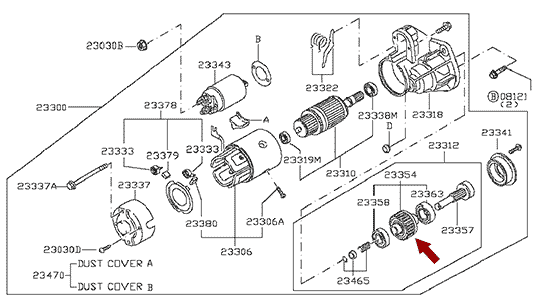 Бендикс стартера NISSAN CABSTAR (Ниссан Кабстар) F24 дв. ZD30DDTI, 2331211M00 Бендикс стартера NISSAN CABSTAR (Ниссан Кабстар) F24 дв. ZD30DDTI, 2331211M00