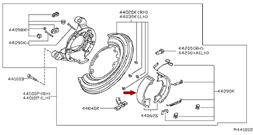 Колодки стояночного (ручного) тормоза Nissan Cabstar F24, комплект 4 шт., оригинал, D4060MB40C Колодки стояночного (ручного) тормоза Nissan Cabstar F24, комплект 4 шт., оригинал, D4060MB40C